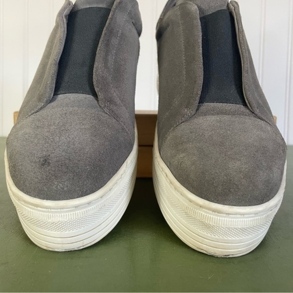 All Saints AYA Platform Laceless Slip On Sneakers in Steel Suede - Picture 7 of 11